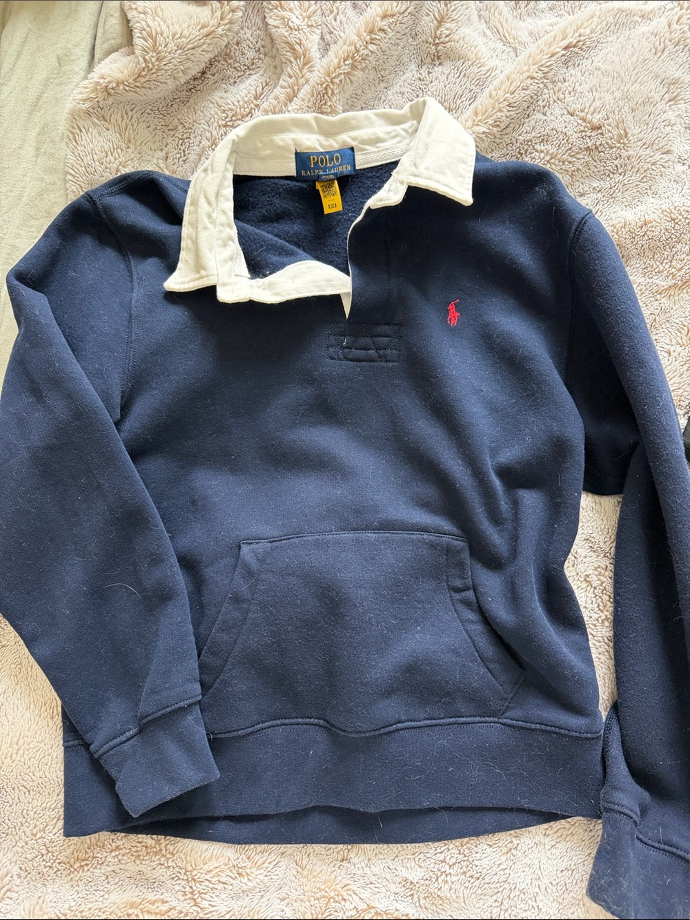 Polo by Ralph Lauren Navy Shirt with Cream Collar